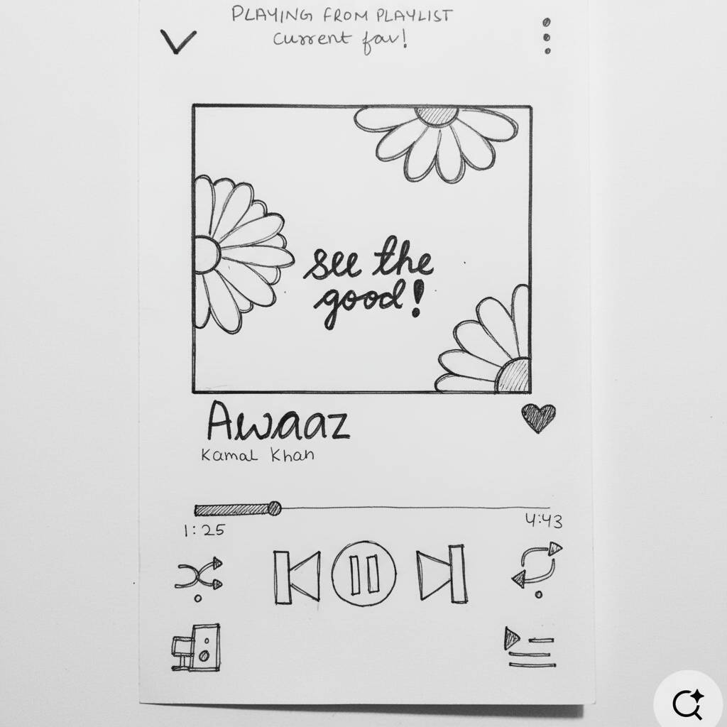Desenho de flores com a frase 'see the good!'