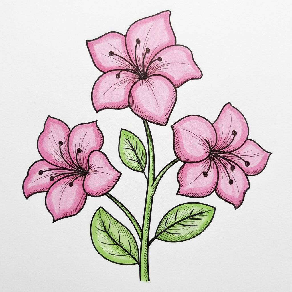 Desenho de flores de lírio para colorir