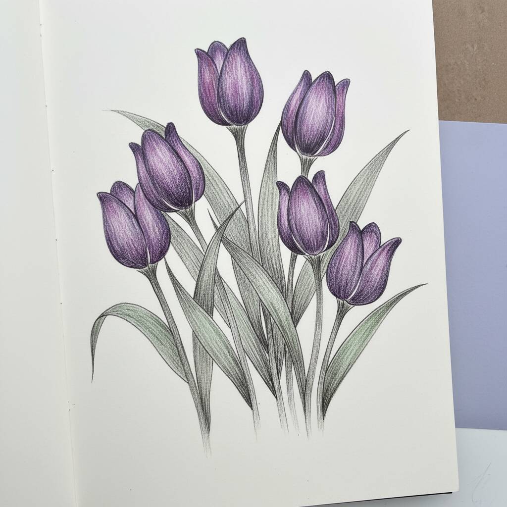 Desenho de flores de tulipas para colorir