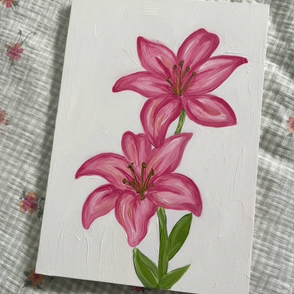 Desenho de lírios rosa para colorir
