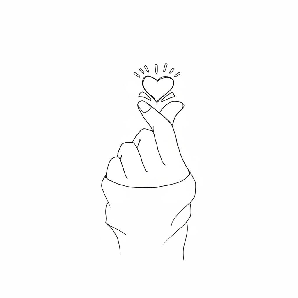 Desenho de mão fazendo coração para desenhar