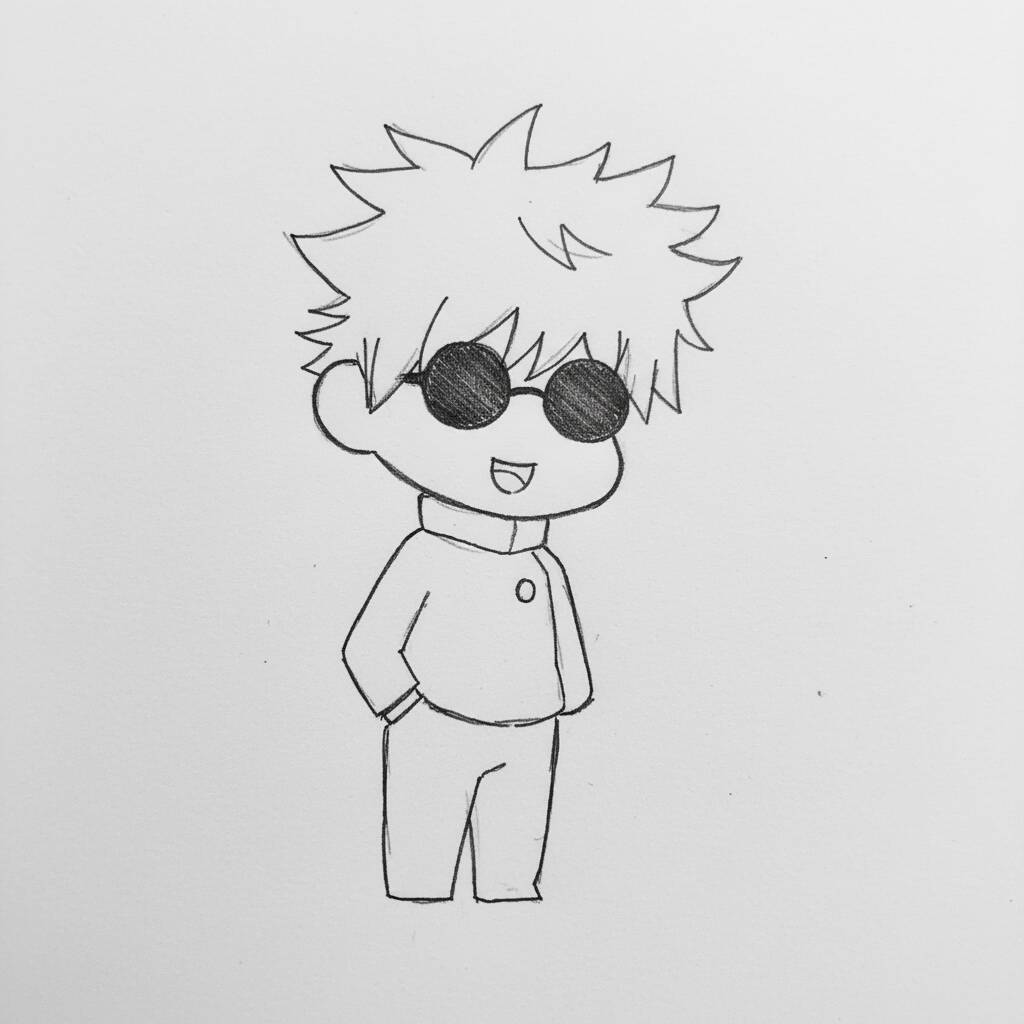 Desenho de personagem fofo de anime com óculos
