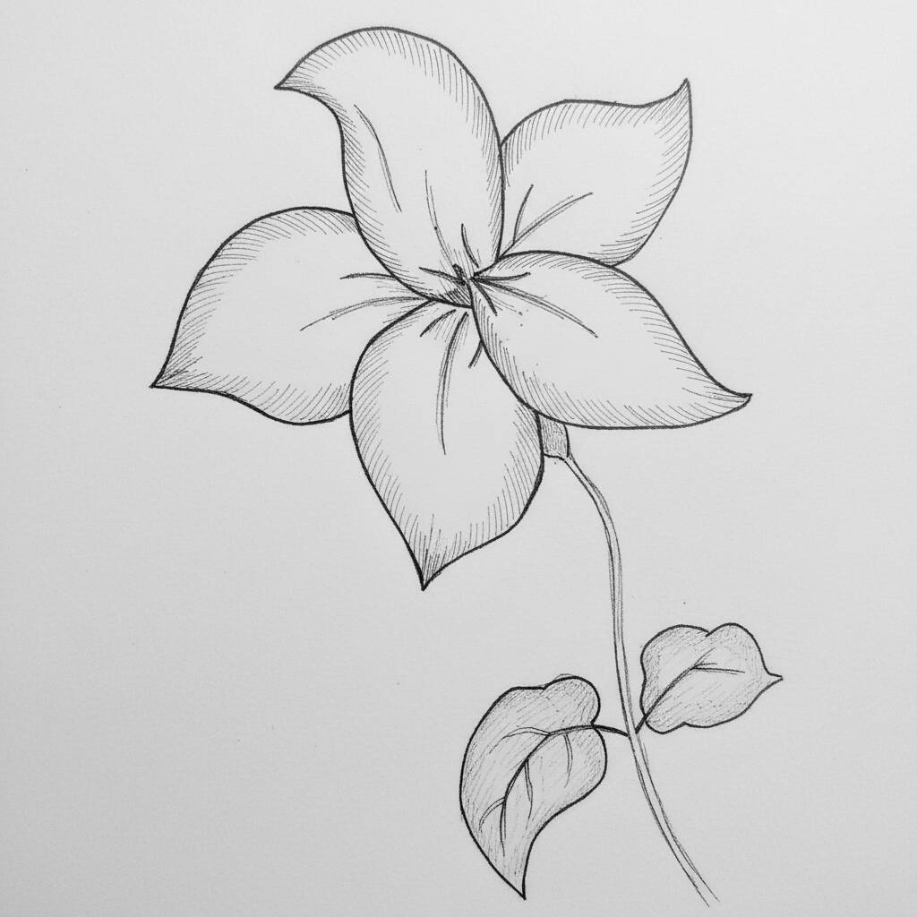 Desenho de uma flor de hibisco para colorir