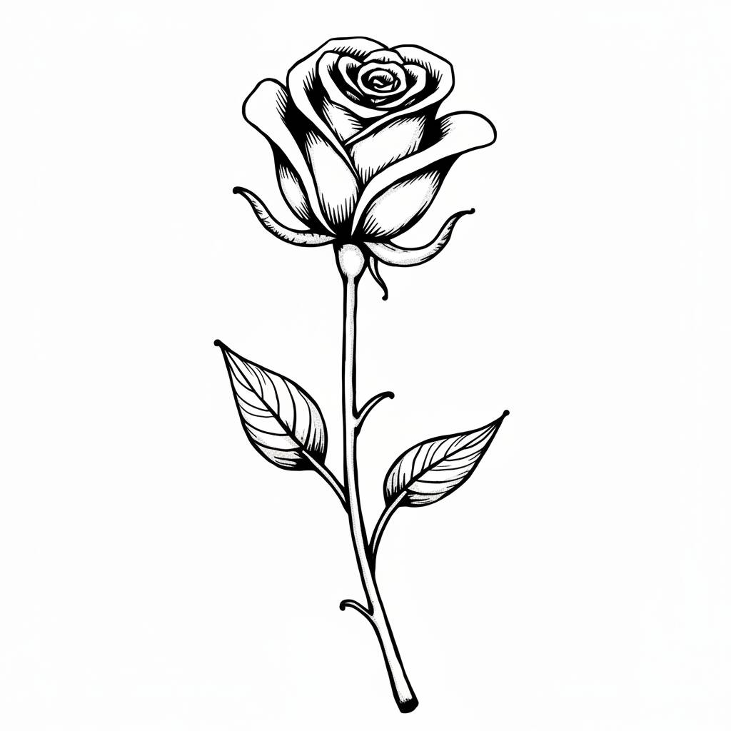 Desenho de uma flor de rosa para colorir