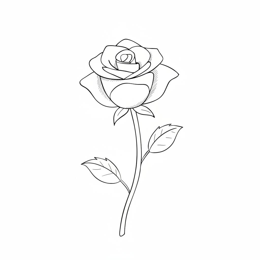 Desenho de uma flor de rosa para colorir