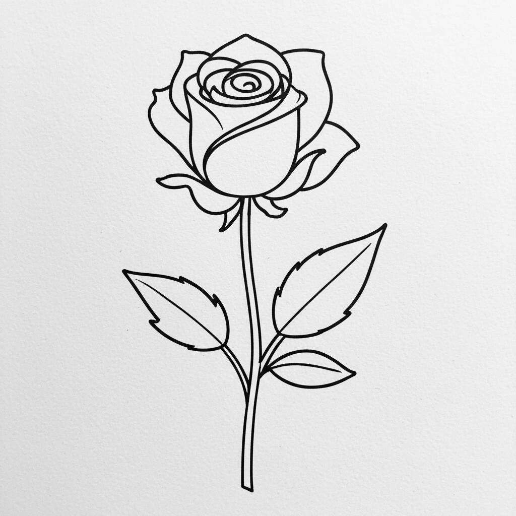 Desenho de uma flor de rosa para colorir