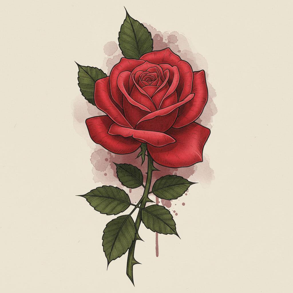 Desenho de uma rosa vermelha para colorir