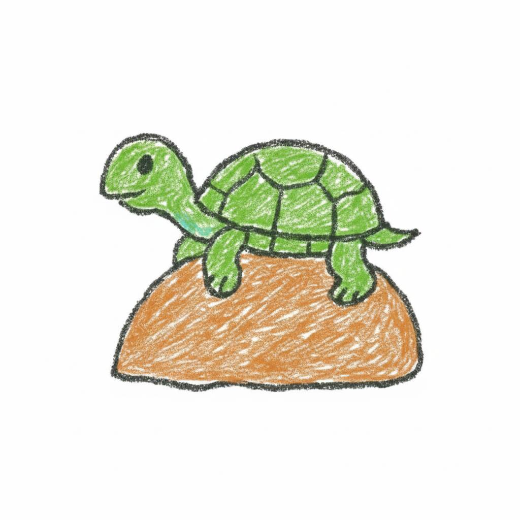 Desenho de uma tartaruga em cima de uma pedra para colorir