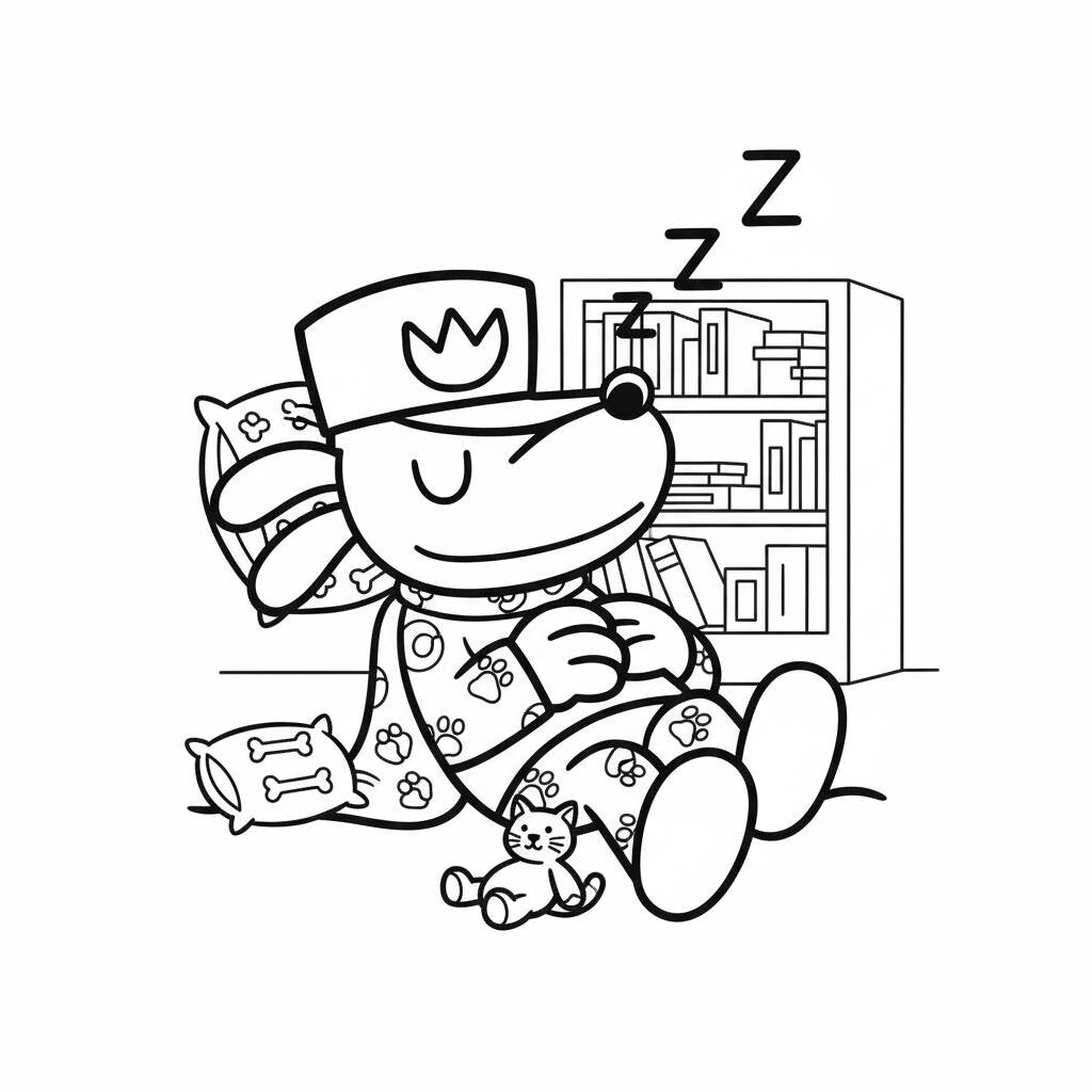 Desenho do Dog Man dormindo para colorir