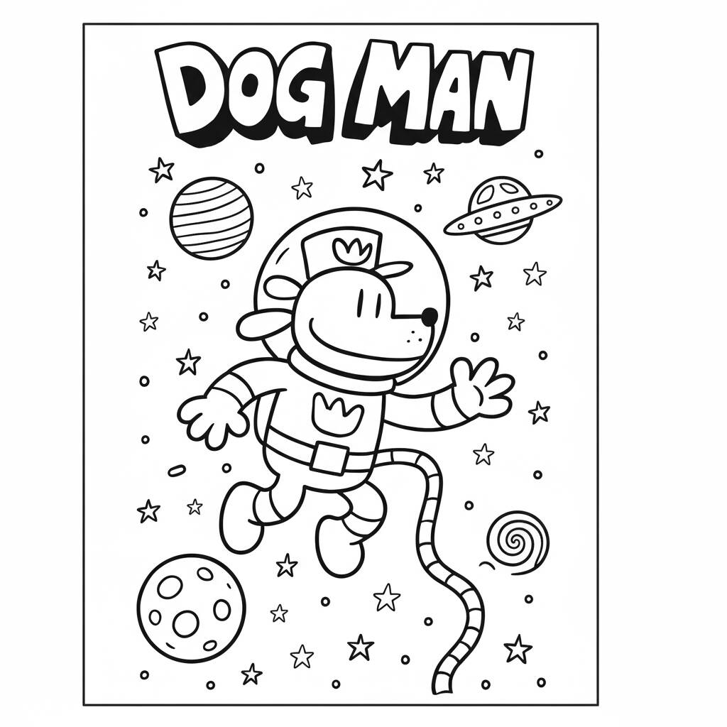Desenho do Dog Man no espaço para colorir