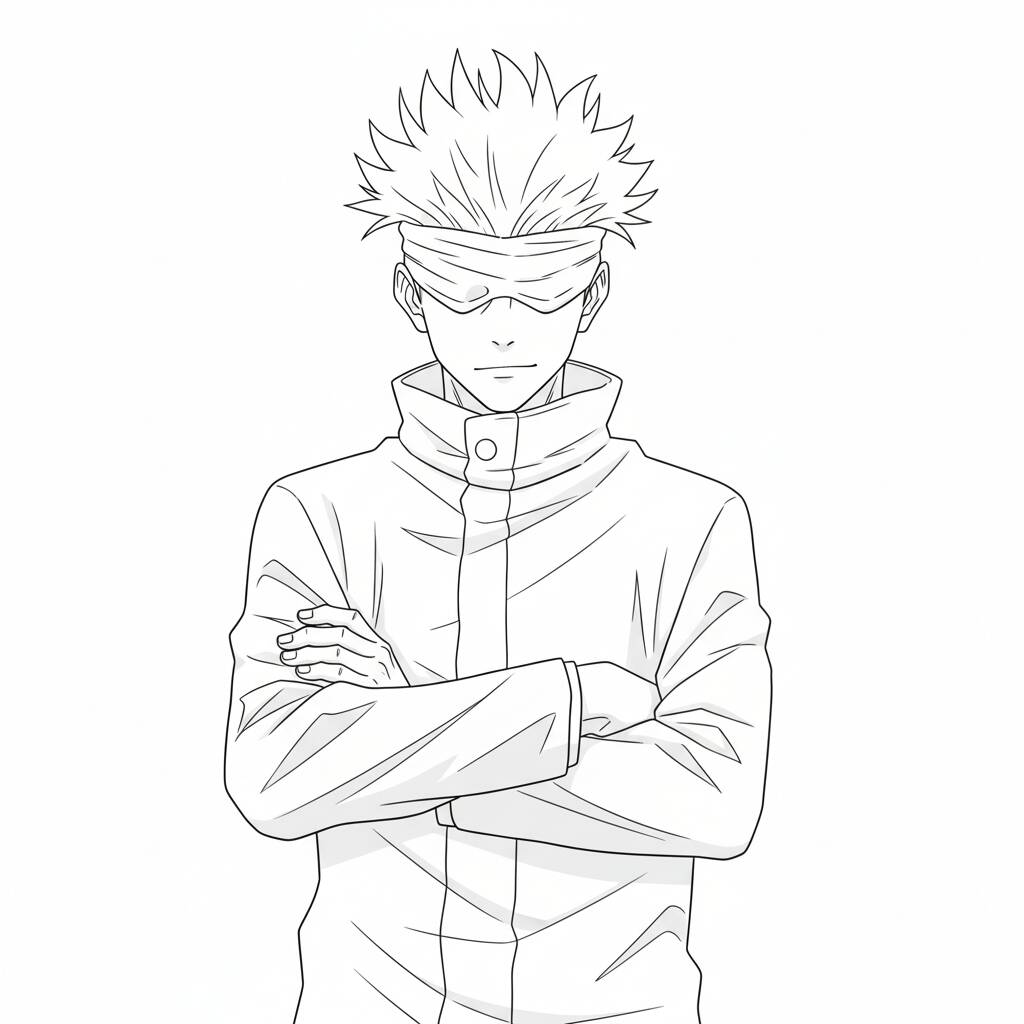 Desenho do Gojo Satoru a lápis para colorir