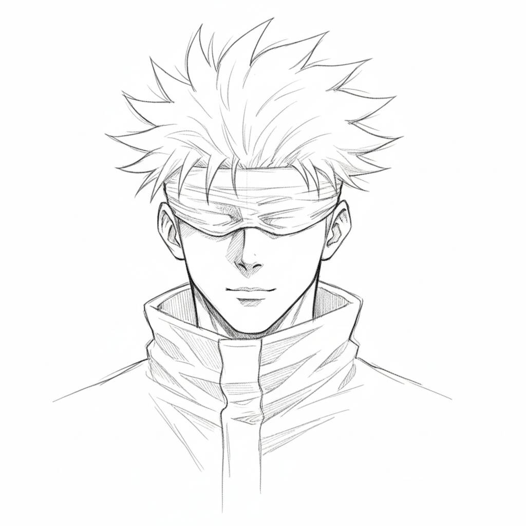 Desenho do Gojo a lápis para colorir