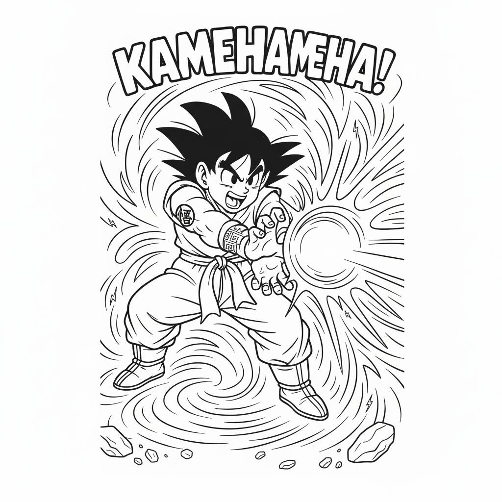 Desenho do Goku Kamehameha para colorir