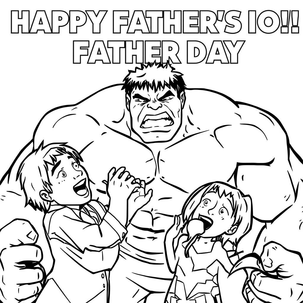 Desenho do Hulk e o Dia dos Pais para Colorir