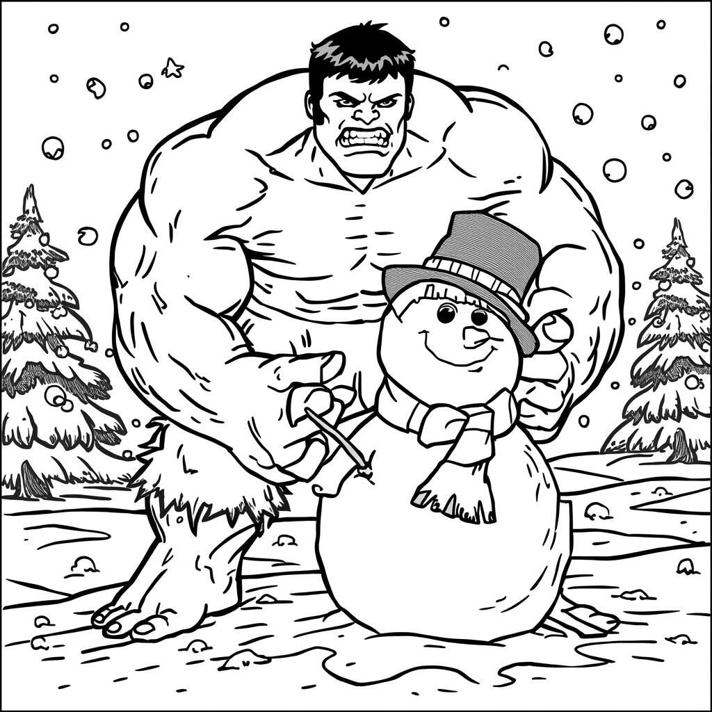 Desenho do Hulk e o Inverno para Colorir