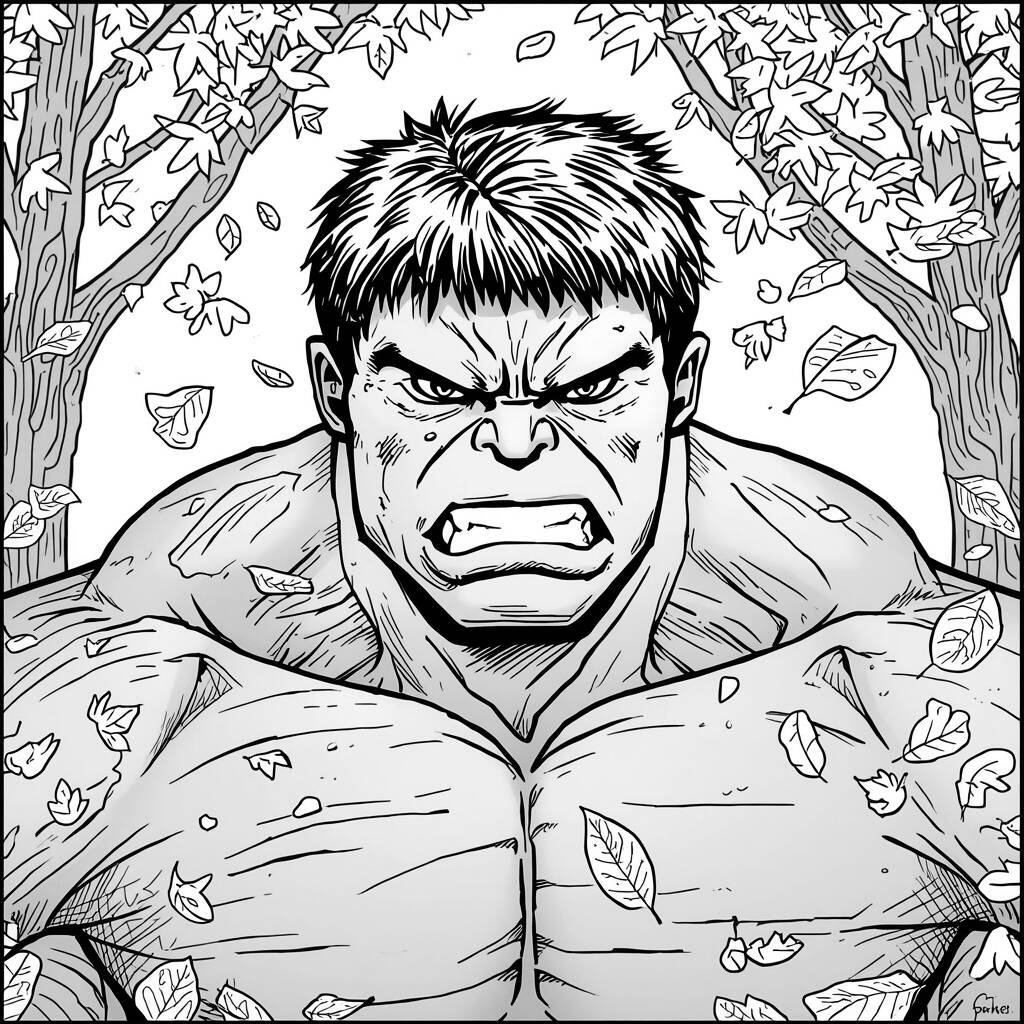 Desenho do Hulk e o Outono para Colorir