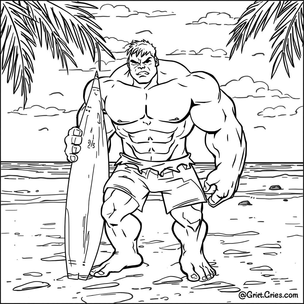 Desenho do Hulk e o Verão para Colorir