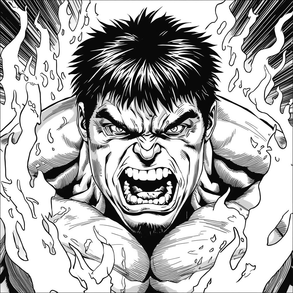 Hulk and his Anger Coloring Page