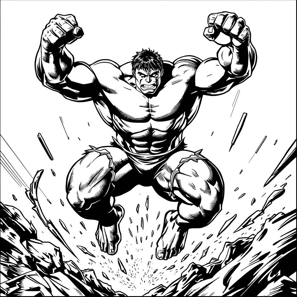 Hulk in Action Coloring Page