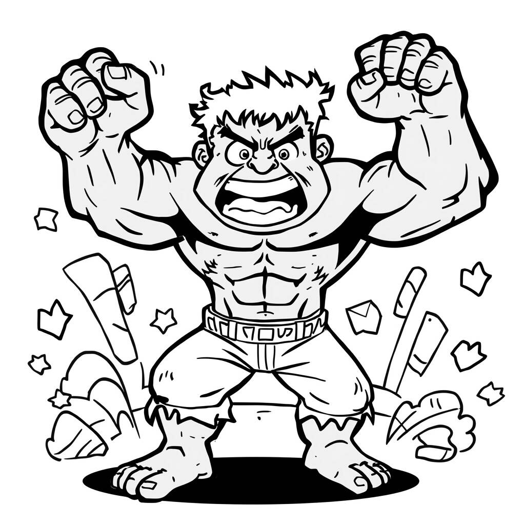 Desenho do Hulk em Estilo Cartoon para Colorir