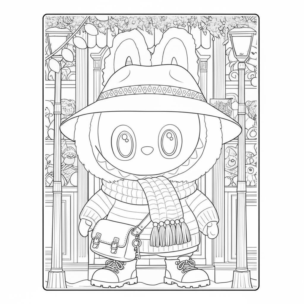 Desenho do Labubu Estiloso para colorir (Desenho para Colorir)