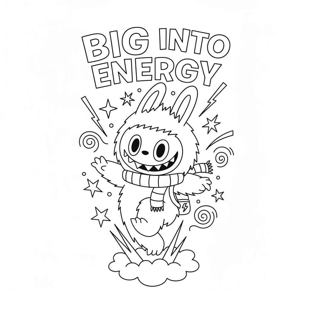 Desenho do Labubu energético para colorir