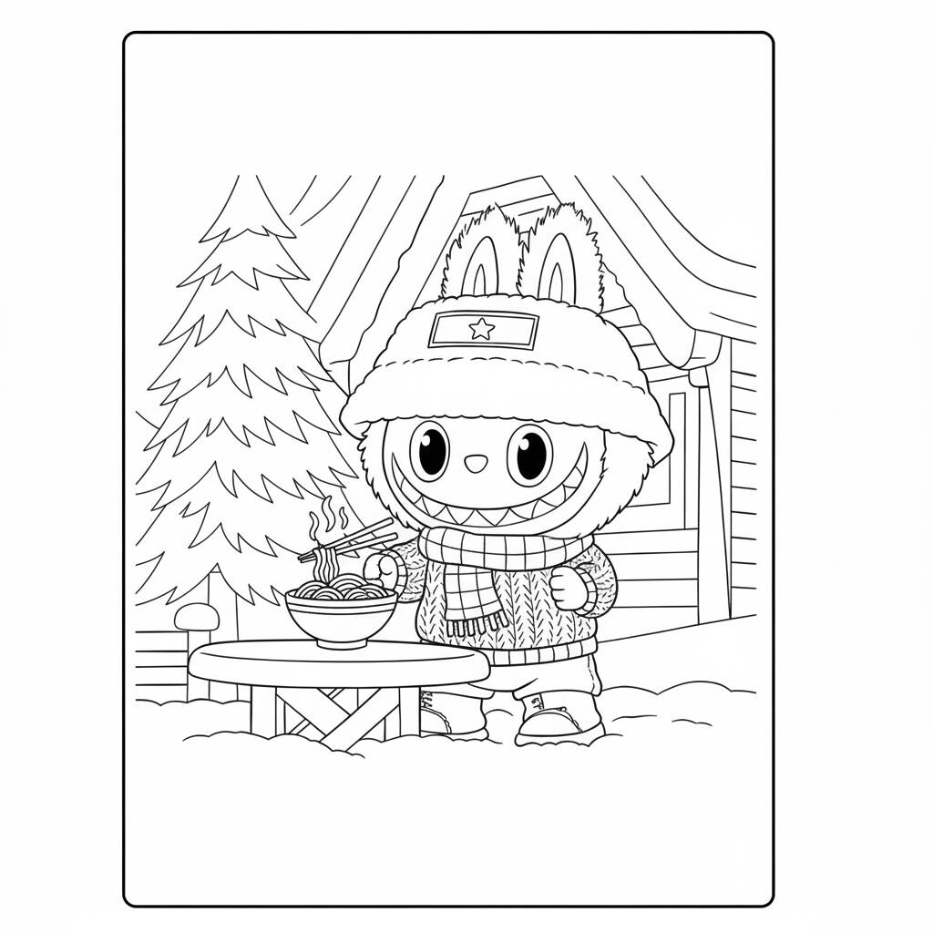 Labubu in Winter coloring page (Coloring Page)