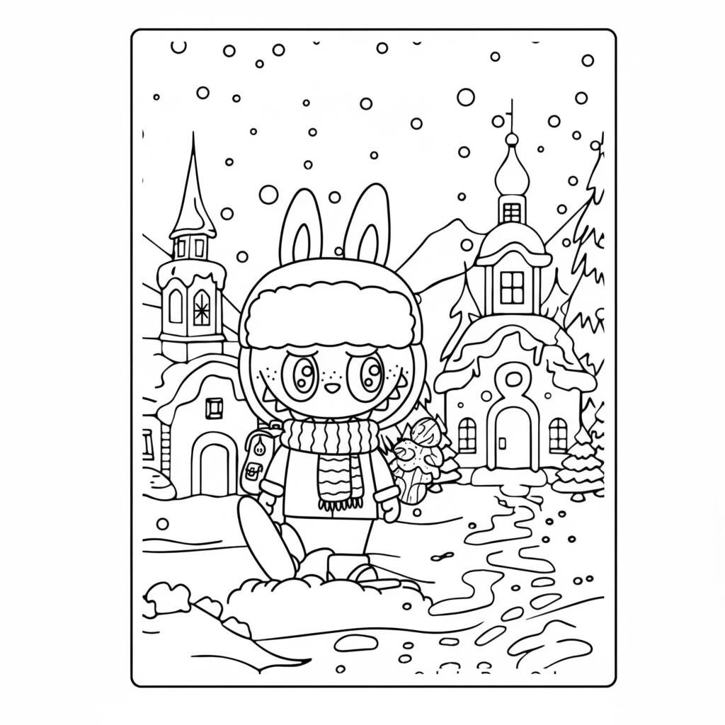 Labubu in Winter coloring page (Coloring Page)