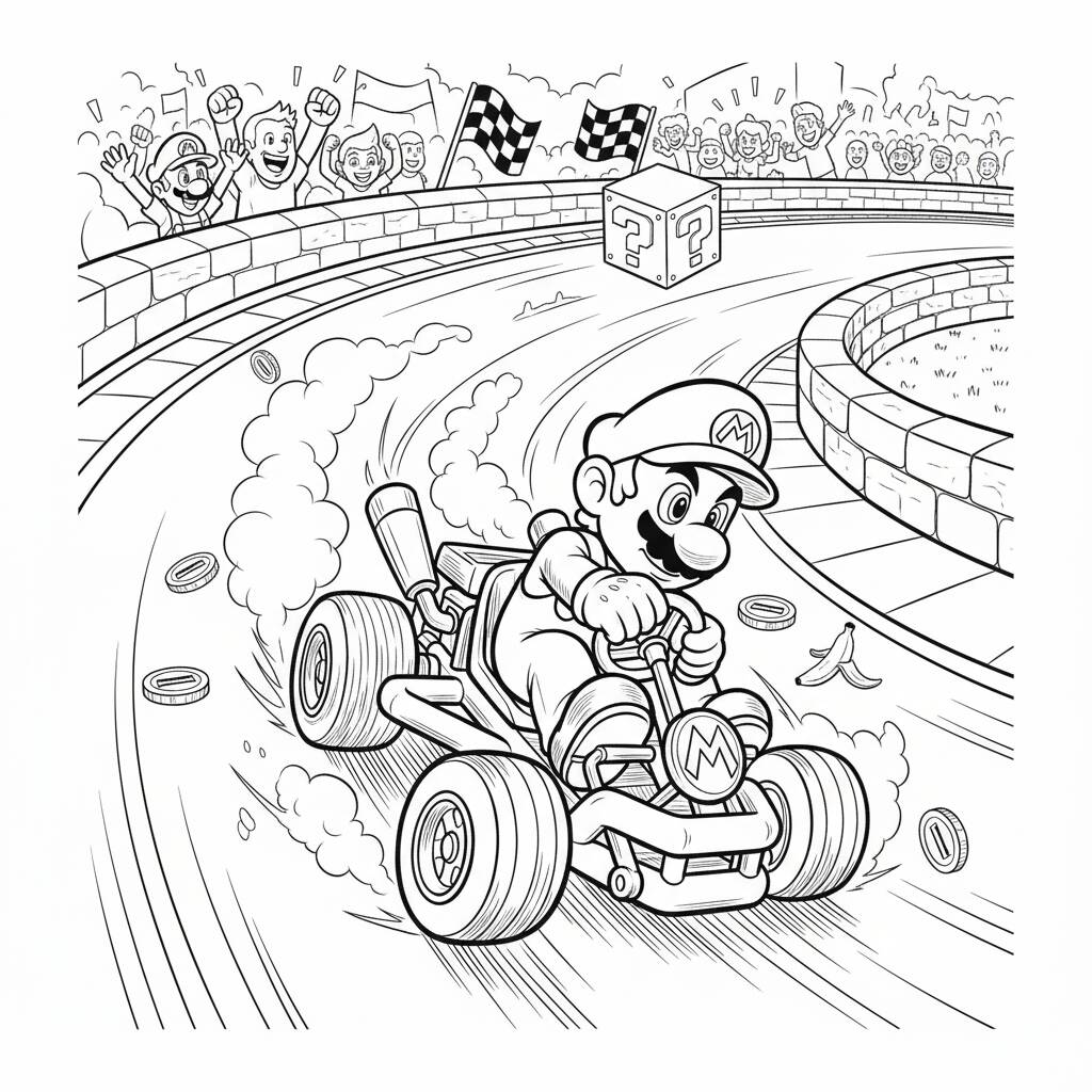 Desenho do Mario Kart para colorir
