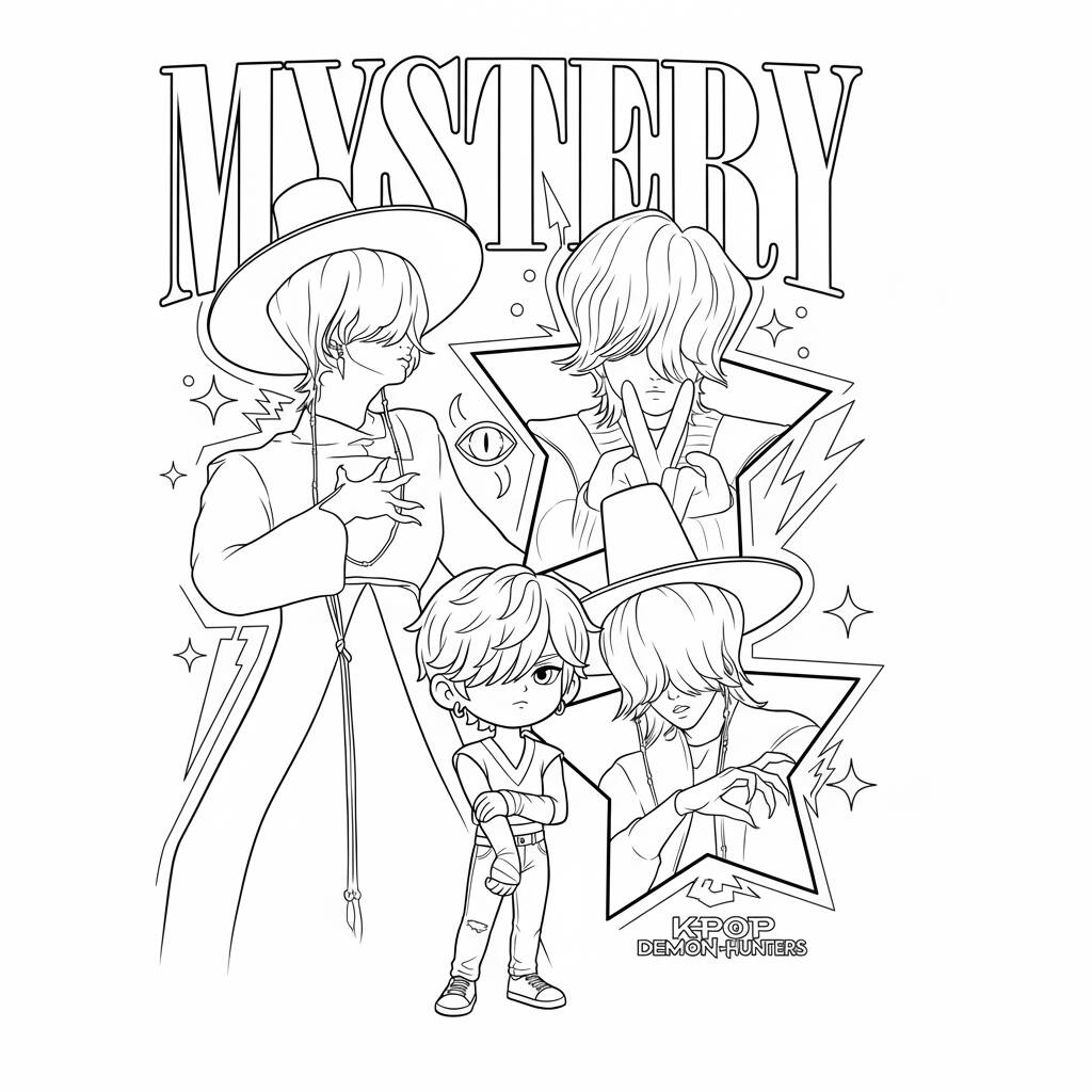 Desenho do Mystery Saja em pose enigmática para colorir (Saja Boys)