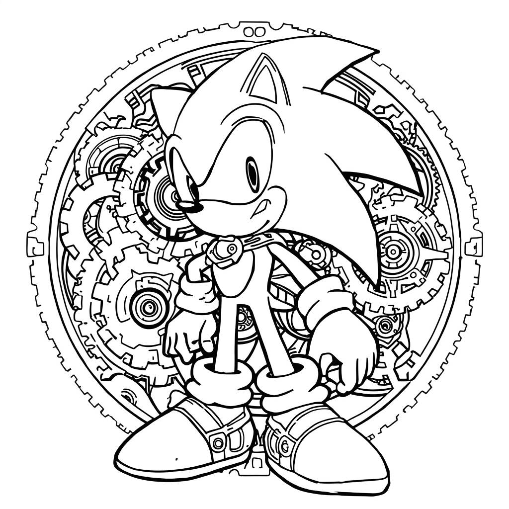Desenho do Sonic com Estilo Steampunk para Colorir