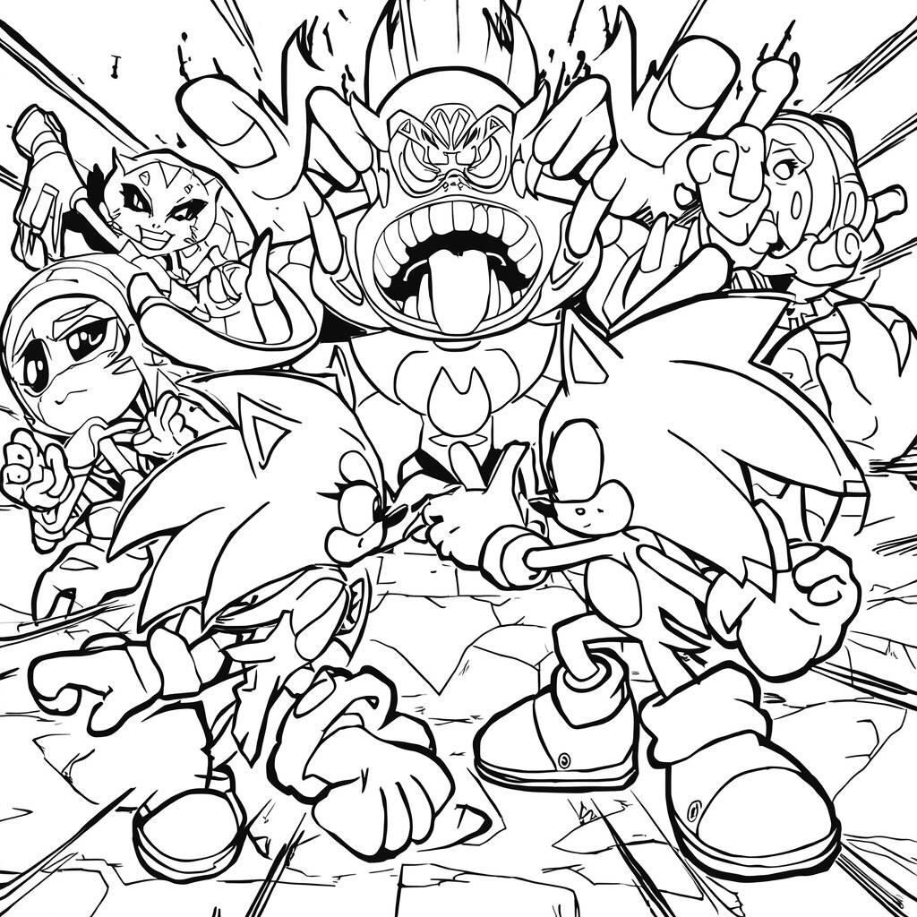 Desenho do Sonic e Seus Inimigos para Colorir