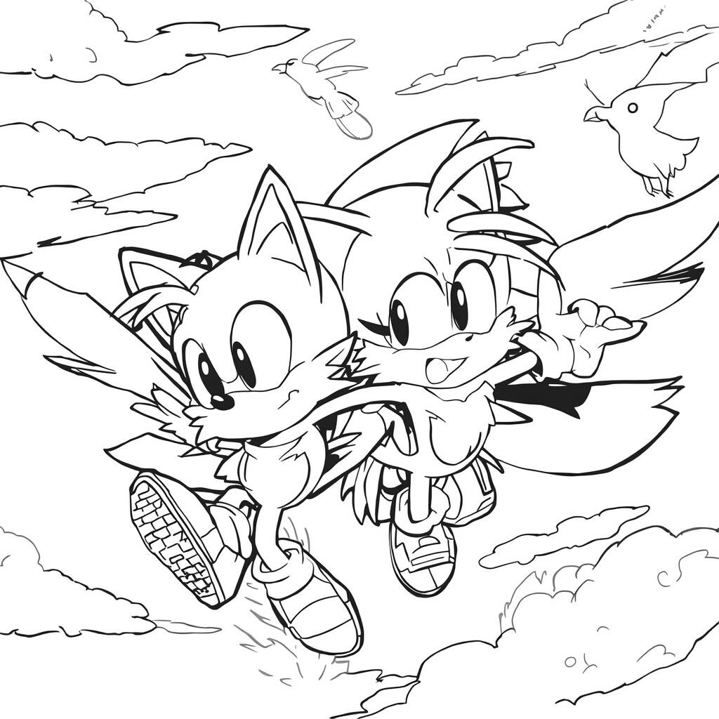 Desenho do Sonic e Tails em Aventura para Colorir