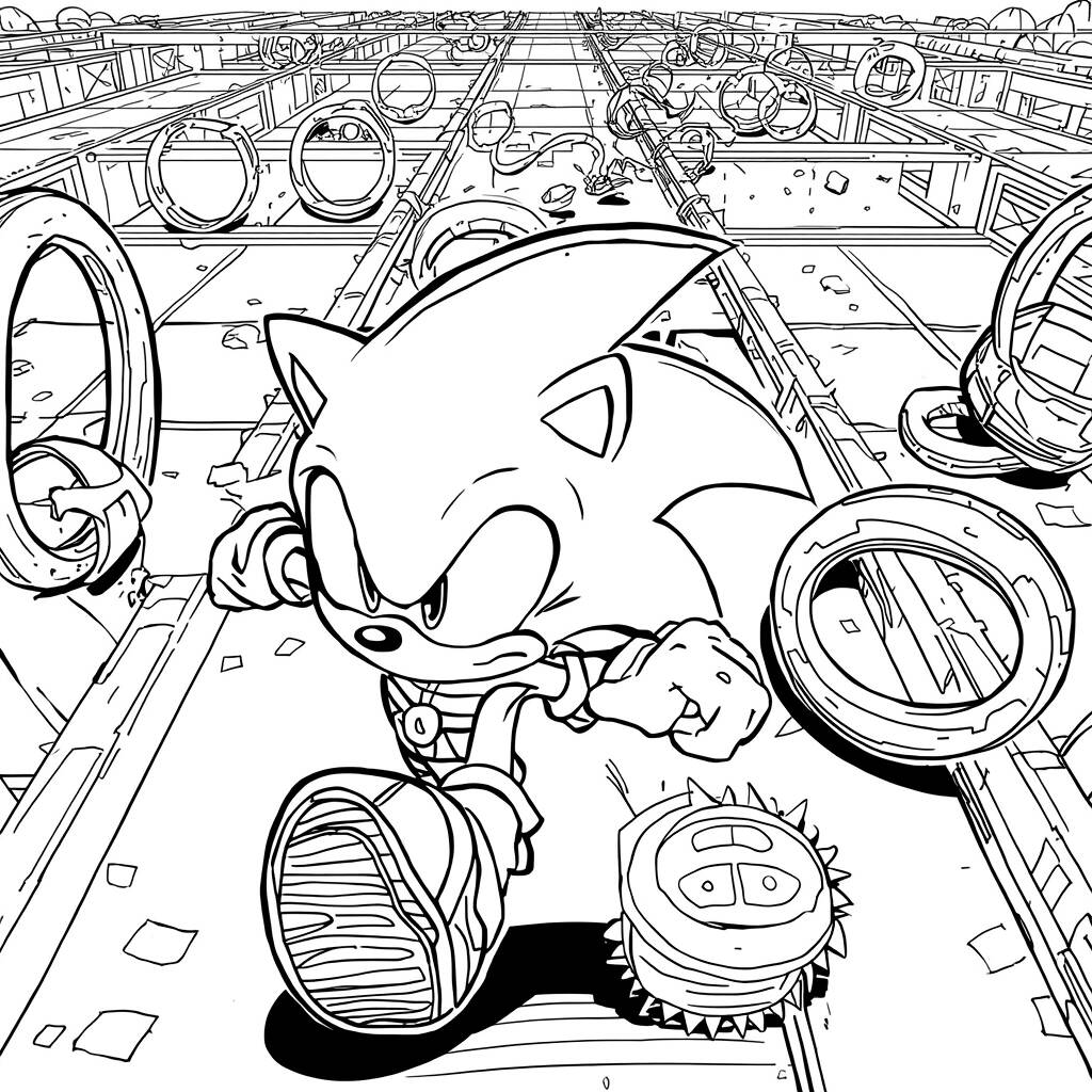 Desenho do Sonic em um Labirinto para Colorir