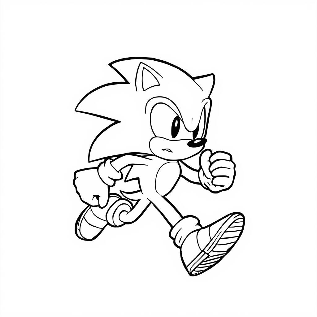 Sonic Coloring Page Simple Style