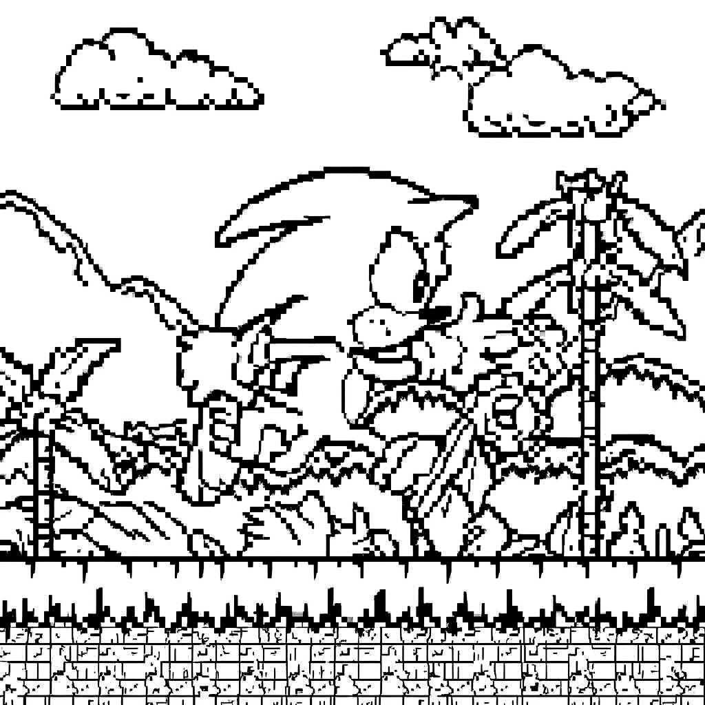 Desenho do Sonic para Colorir com Estilo Retro
