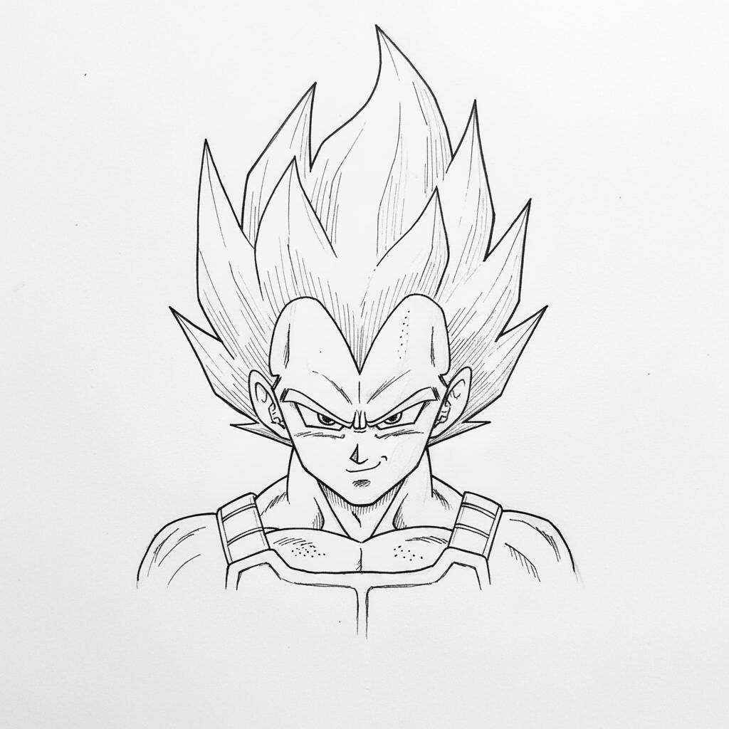 Desenho do Vegeta de anime a lápis