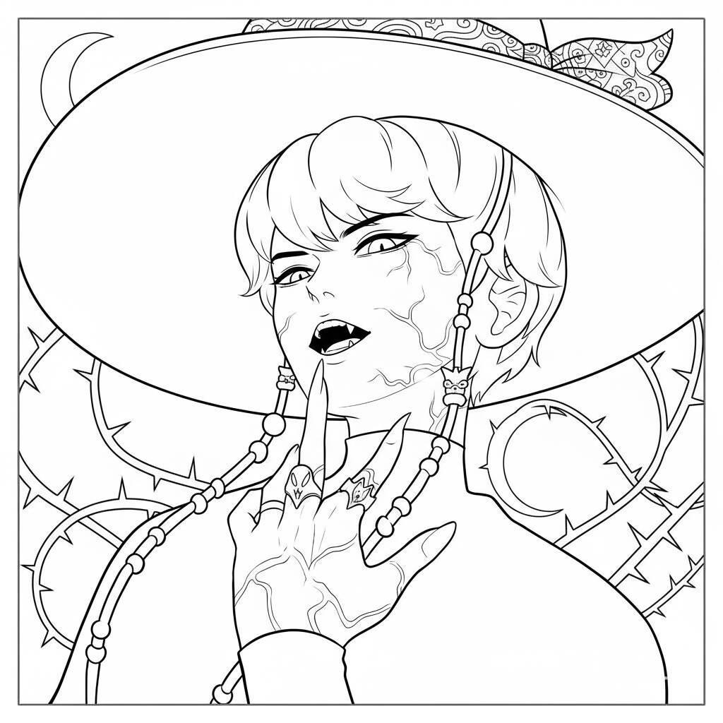 Desenho dos Baby Saja com chapéu estiloso para colorir (Guerreiras do K-Pop)