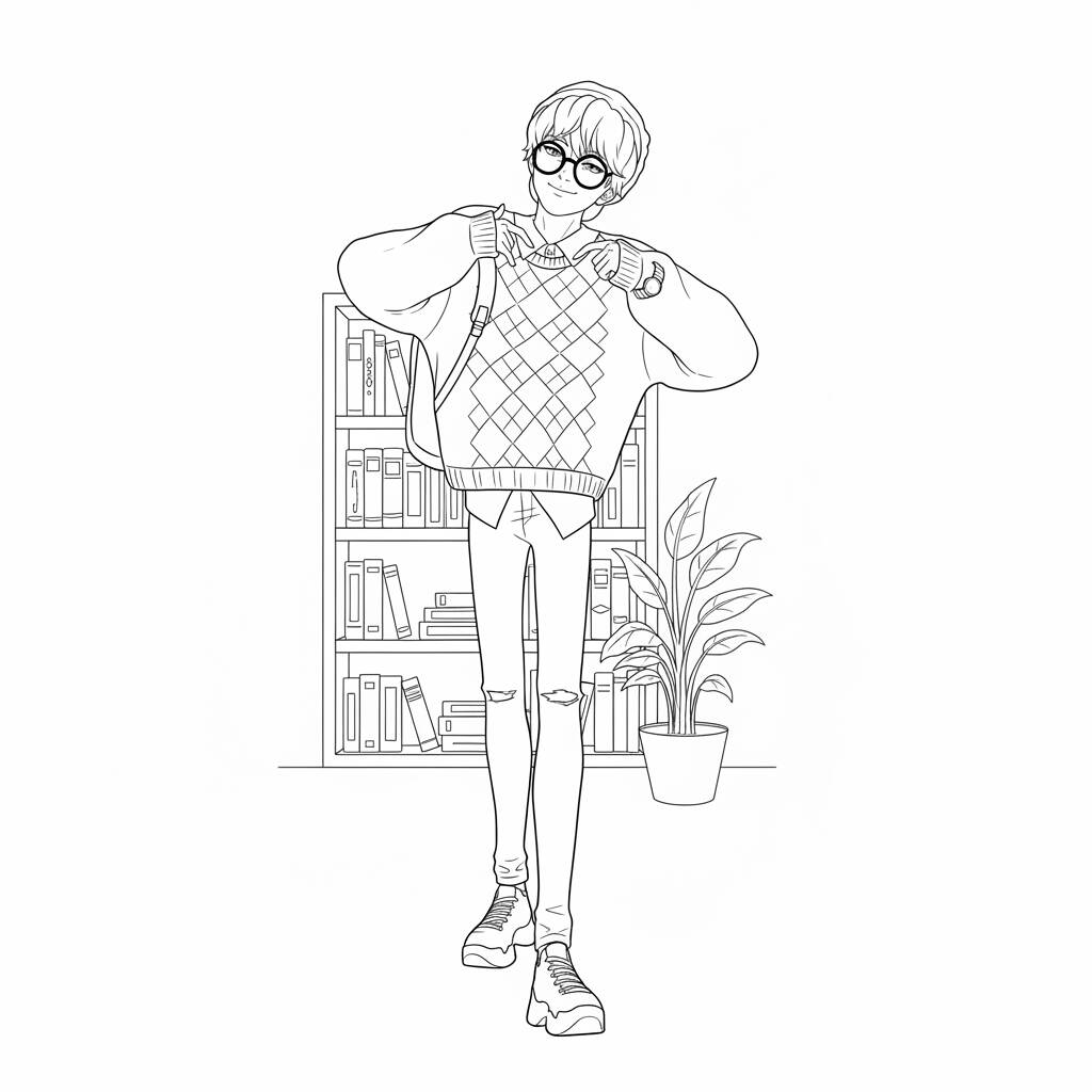 Desenho dos Baby Saja com estilo moderno para colorir (Guerreiras do K-Pop)
