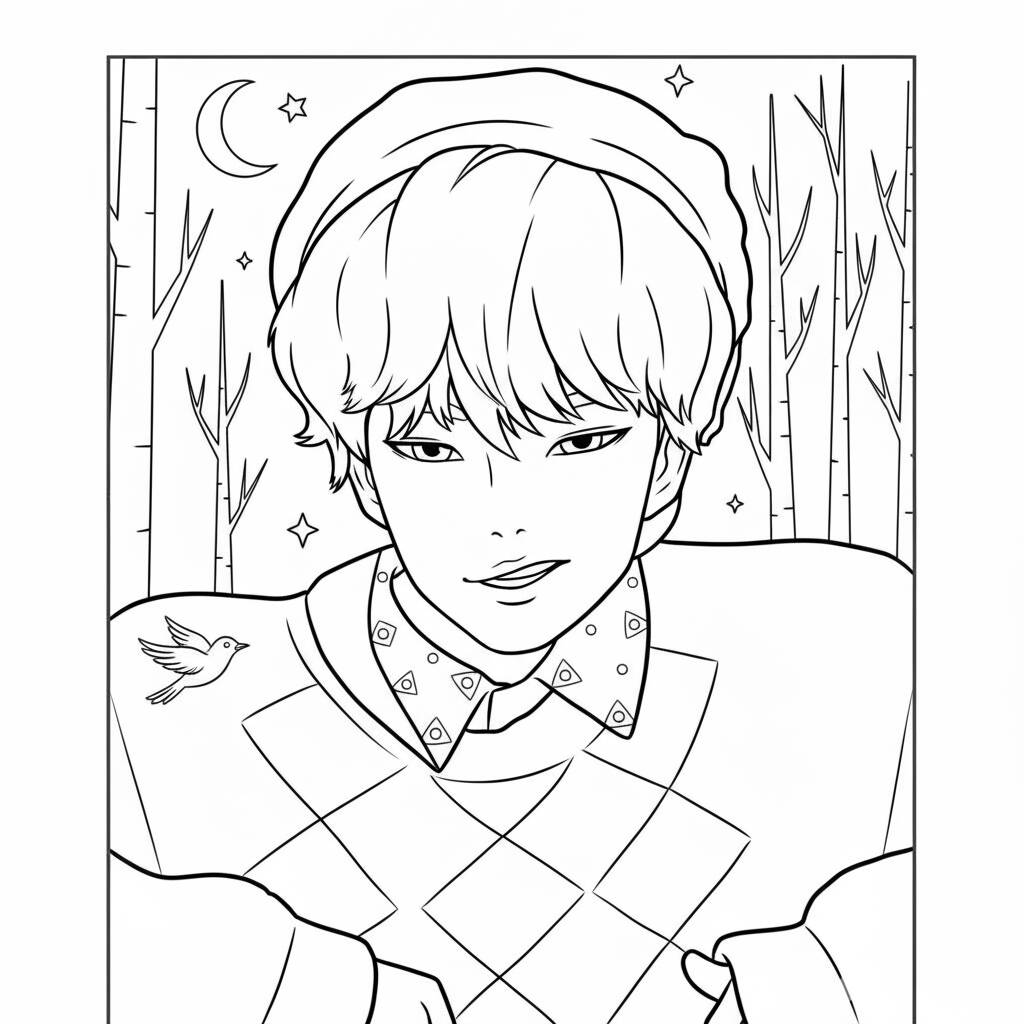 Desenho dos Baby Saja em pose estilosa para colorir (Guerreiras do K-Pop)