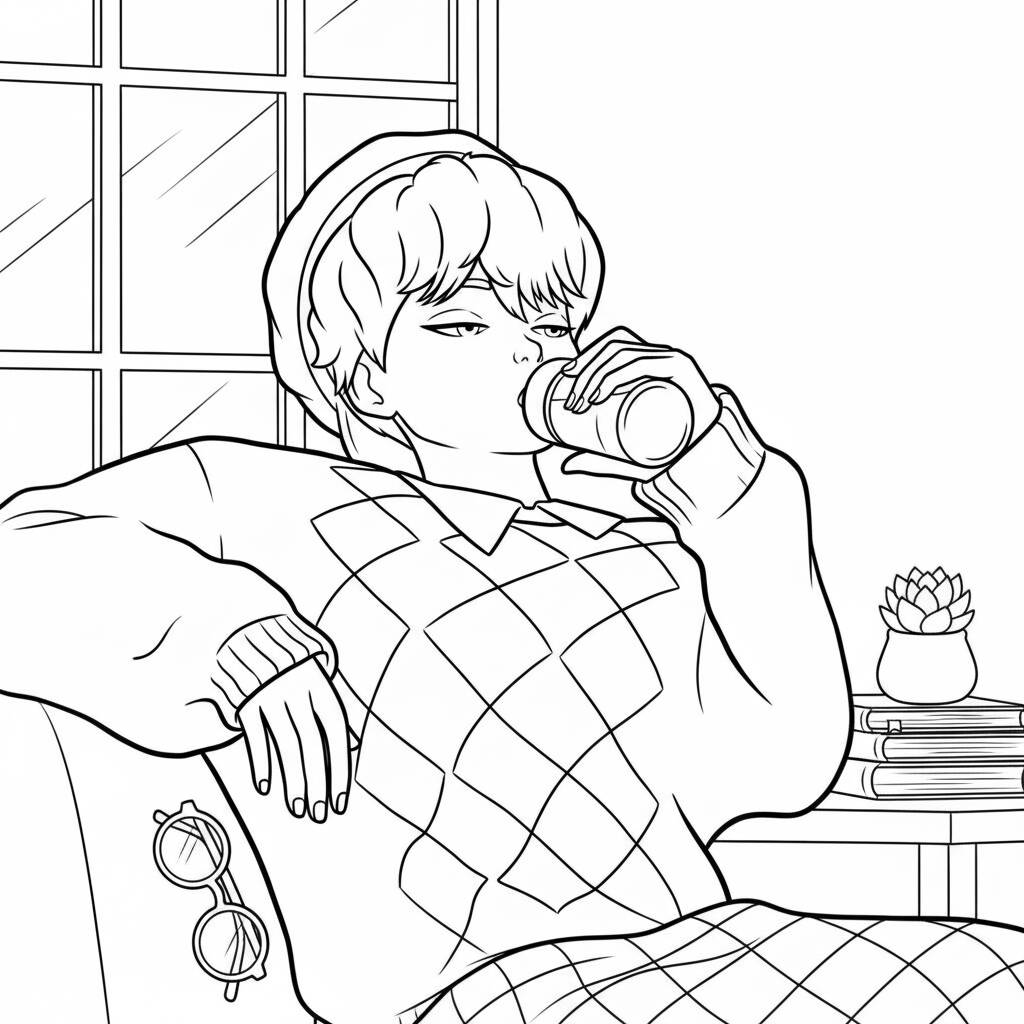 Desenho dos Baby Saja relaxando para colorir (Guerreiras do K-Pop)