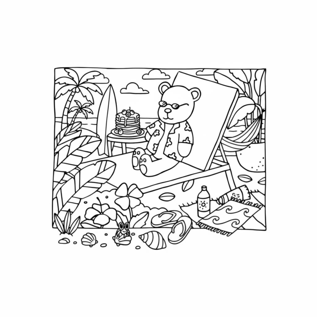 Desenho dos Bobbie Goods na praia para colorir (Desenho para Colorir)
