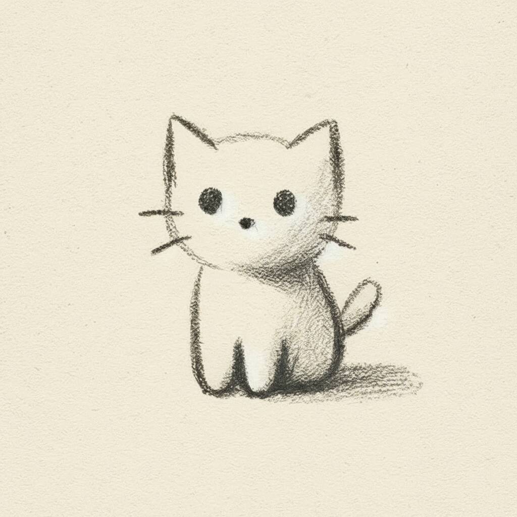 Desenho fofo de um gato kawaii para desenhar