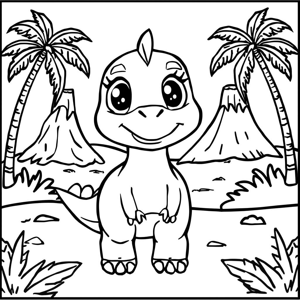 Dinossauro fofo Para Meninos (Desenho para Colorir)