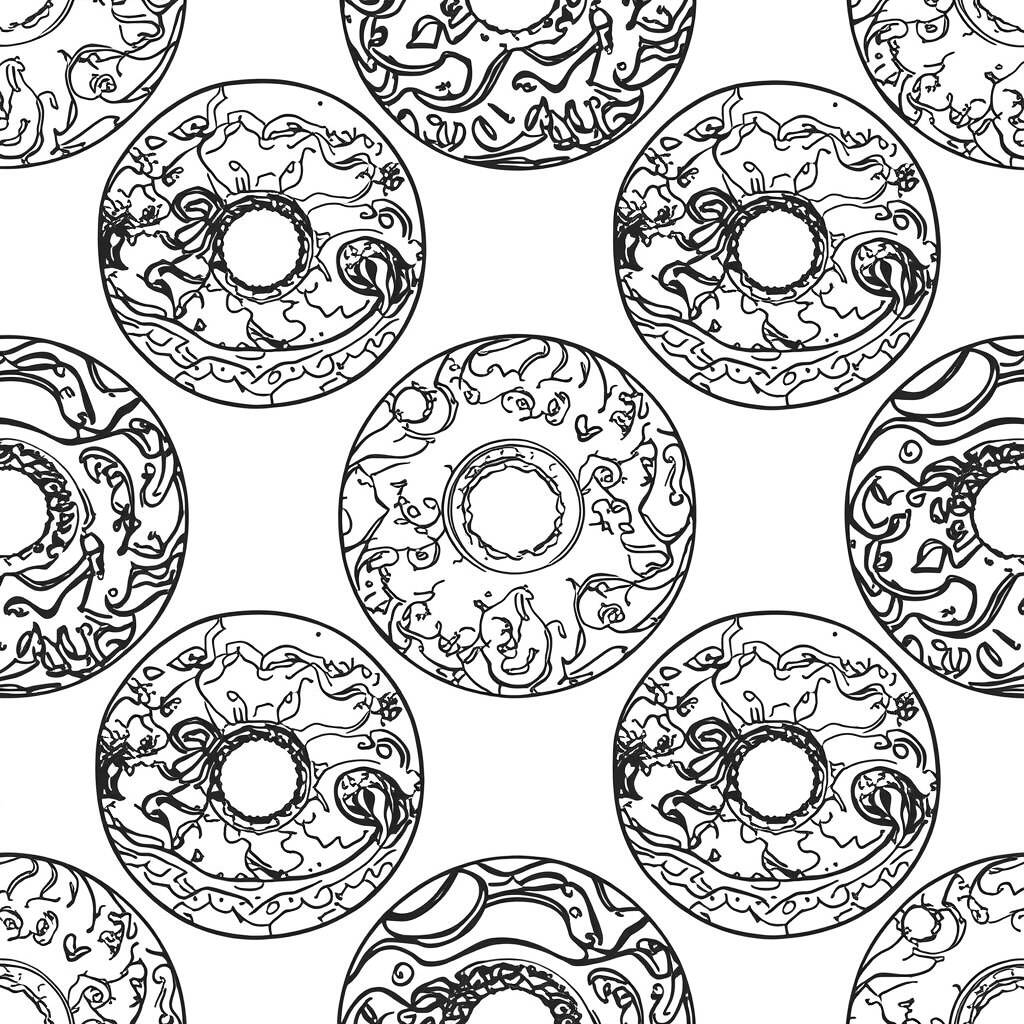 Donuts Vintage (Desenho para Colorir)