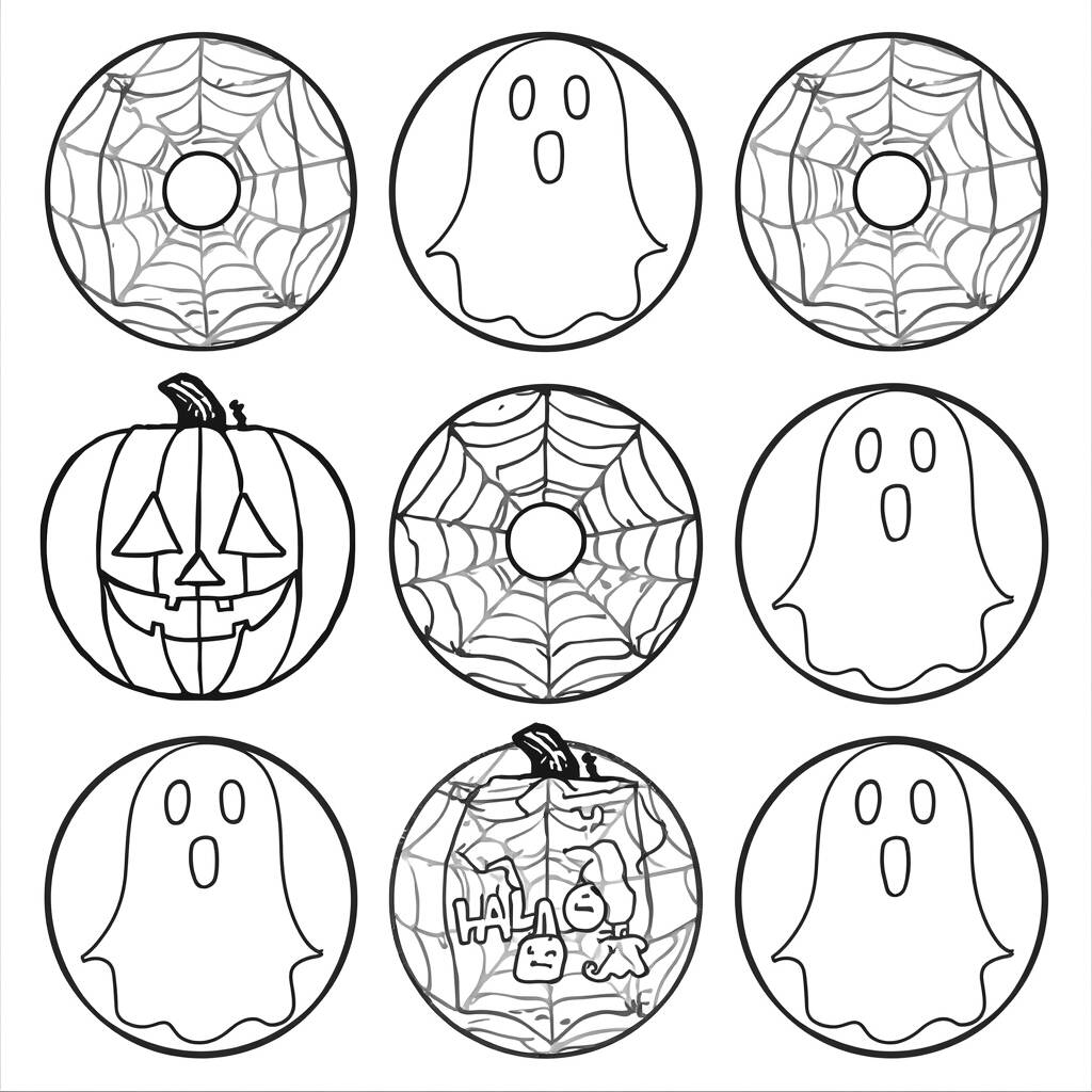 Donuts de Halloween (Desenho para Colorir)