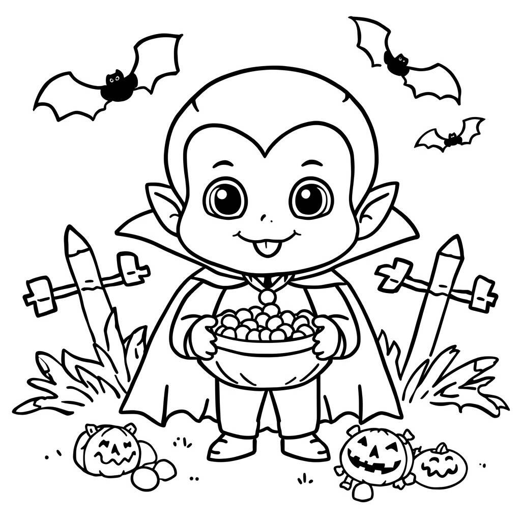 Dracula Fofo (Desenho para Colorir)