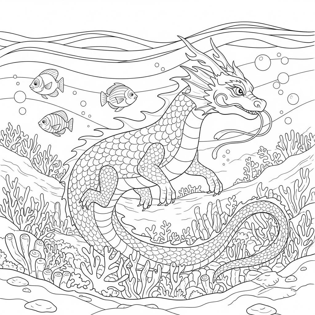 Dragao de Agua (Desenho para Colorir)