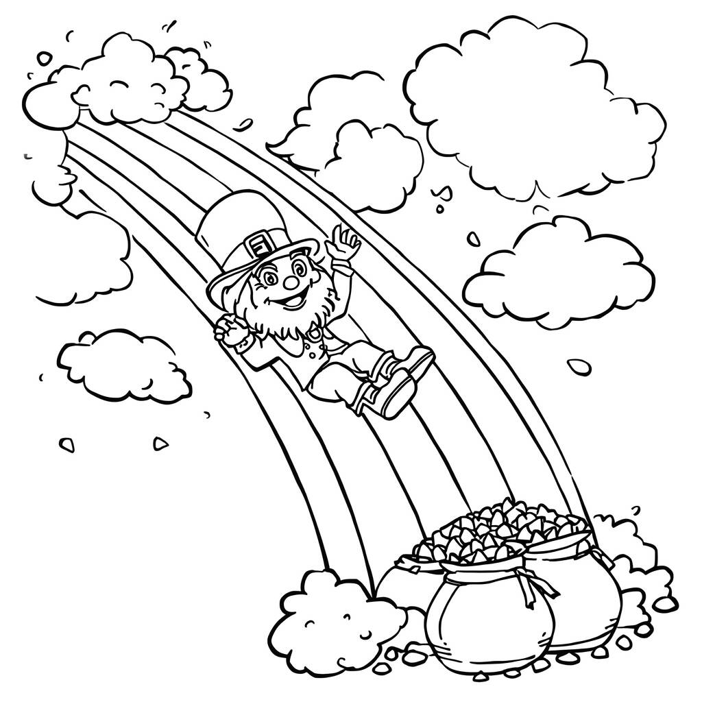 Duende e Arco Iris (Desenho para Colorir)