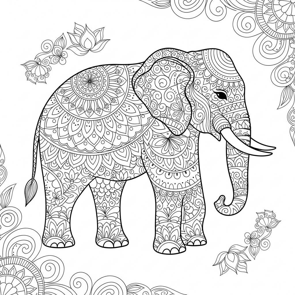 Elefante para Adultos (Desenho para Colorir)